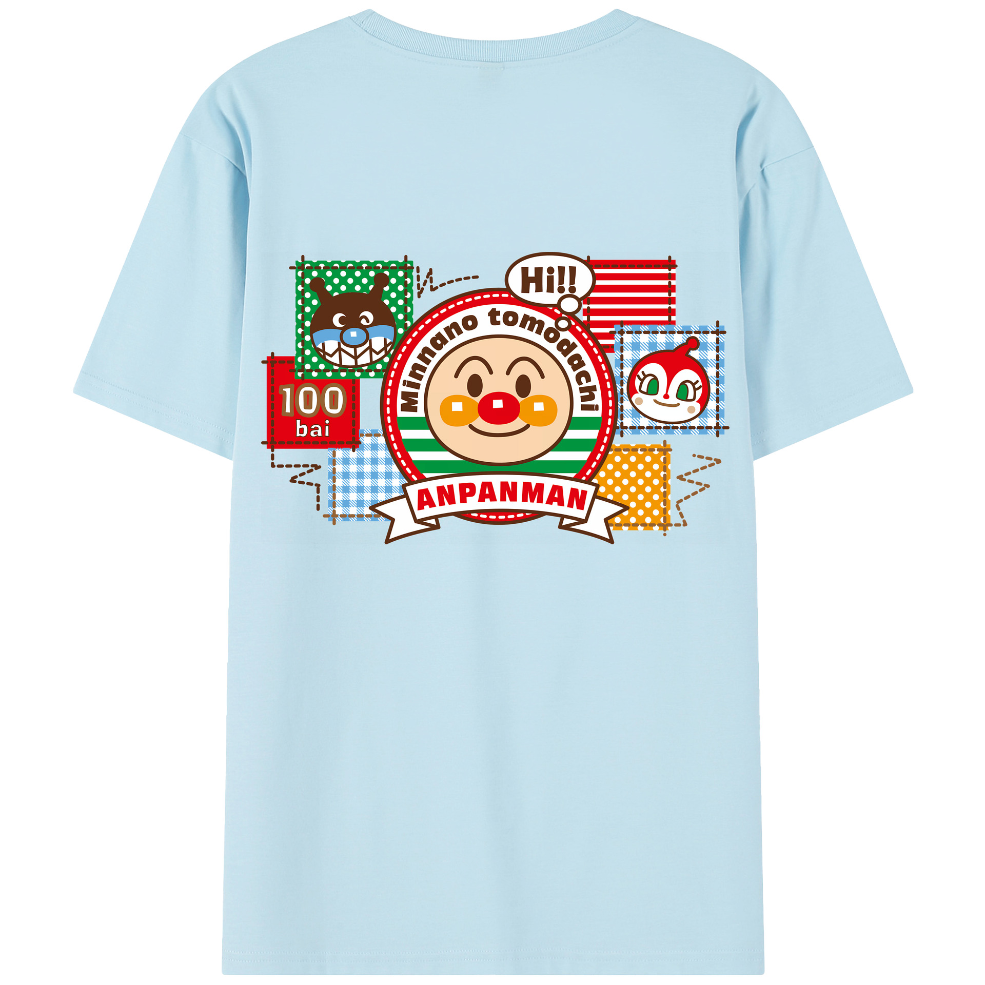 （画像用） アンパンマン Anpanman 綿100％半袖Tシャツ（背面プリント）